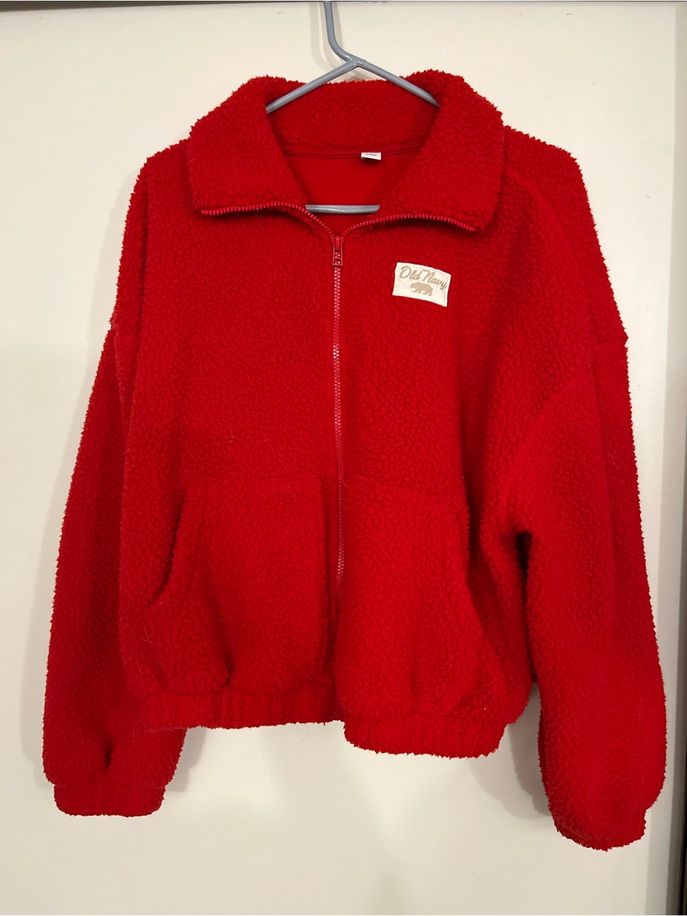 Old Navy Red Teddy Sherpa Zip Jacket